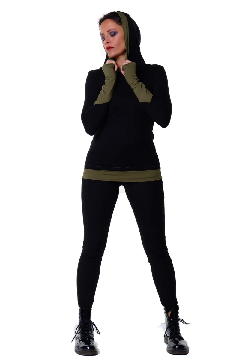 Hoodie Sommer schwarz oliv – Bild 3