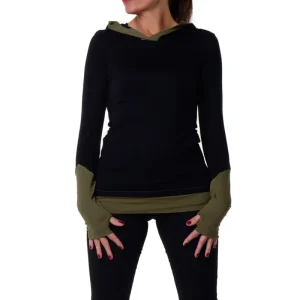 Hoodie Sommer schwarz oliv