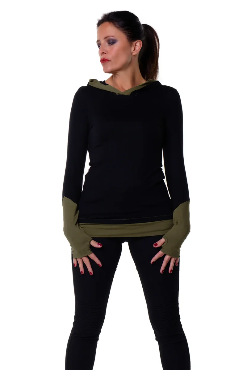 Hoodie Sommer schwarz oliv – Bild 2