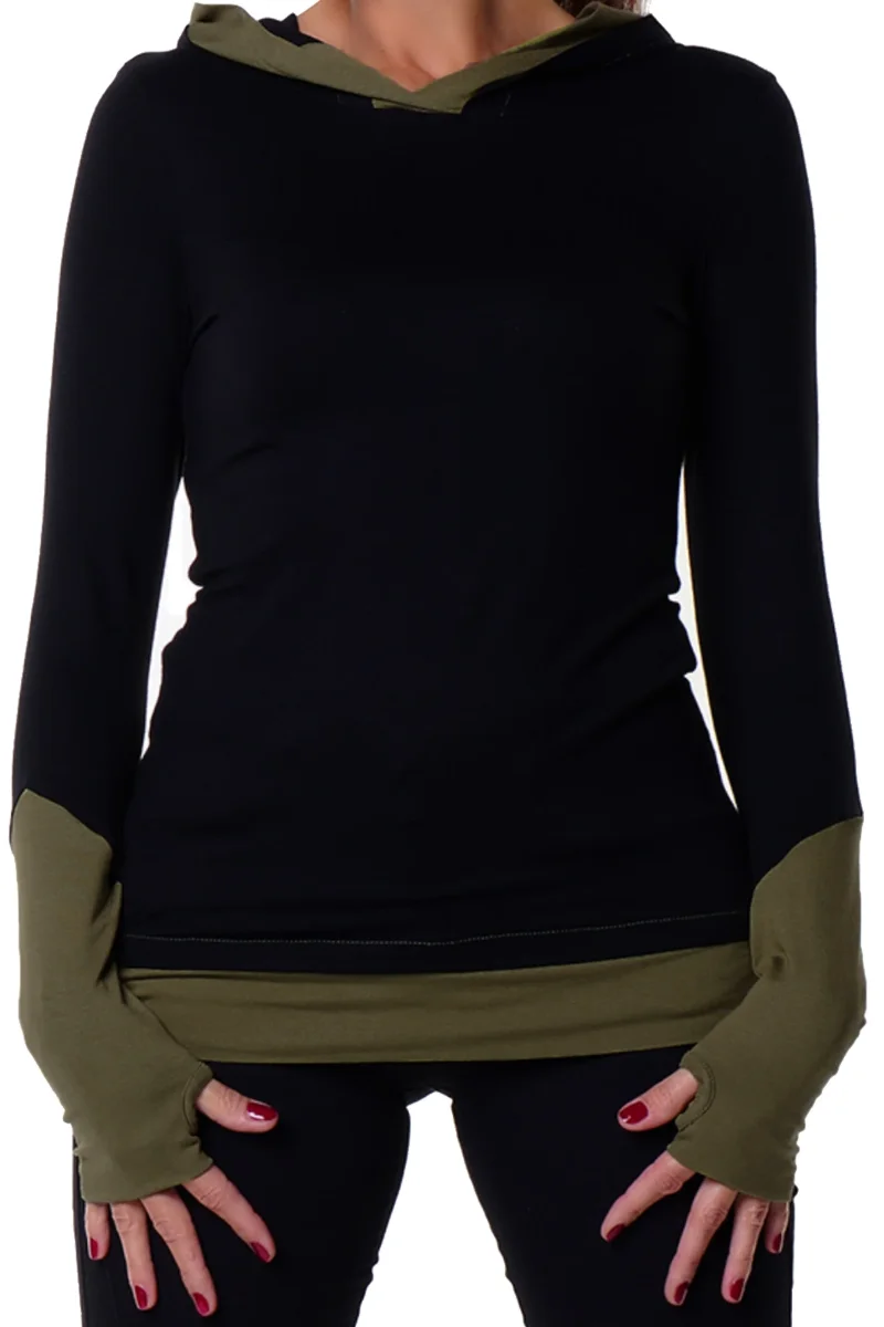 Hoodie Sommer schwarz oliv – Bild 4
